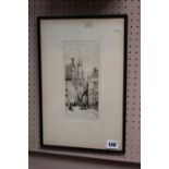 Percy J Westwood etching of Bruges singed to bottom right