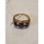 9ct Gold Amethyst & Opal set ring 3.8g total weight