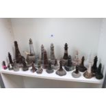 Large collection of Cornish Serpentine Lighthouses of assorted sizes 7cm to 22cm (23 + 4 others)
