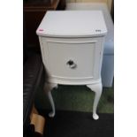 Painted 20thC Bedside cabinet on long cabriole legs