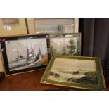 Collection of 4 Framed watercolour inc. Maritime and Countryside