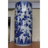 20thC Blue & White Umbrella Vase 42cm