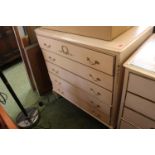 Shabby Chic Chest of 5 Drawers with Brass Handles