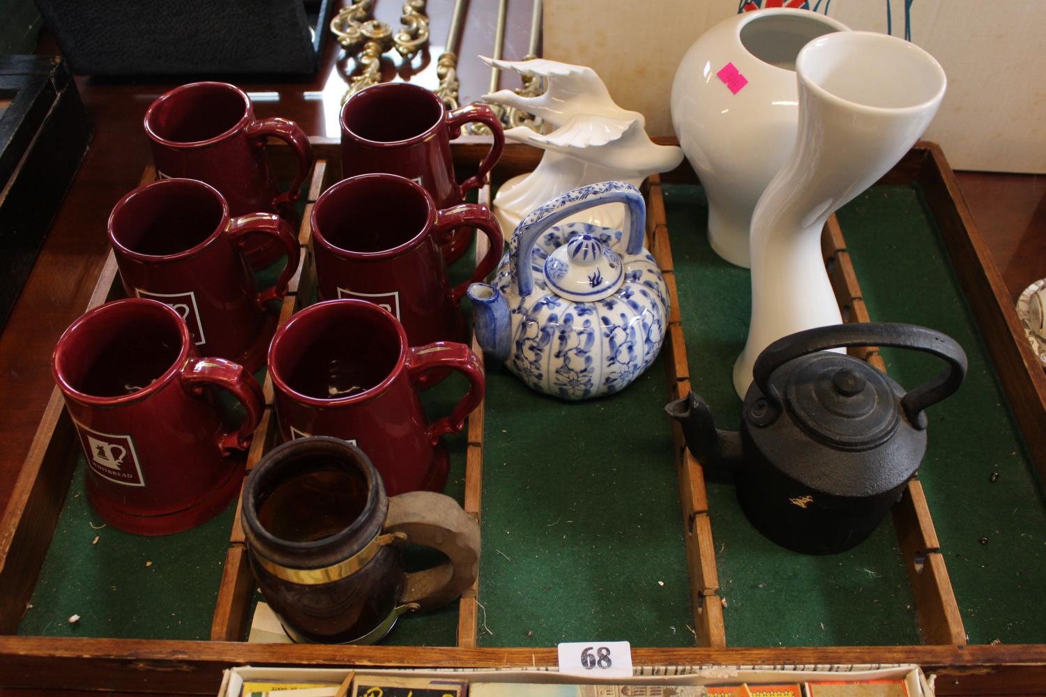 Collection of assorted Match books, 6 Whitebread Tankards, Cast Iron Kettle and assorted ceramics - Image 2 of 3