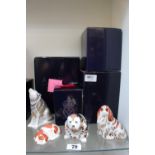 Collection of 4 Royal Crown Derby paperweights to include King Charles Spaniel, Wolf, Bulldog and