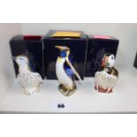 Collection of 3 Royal Crown Derby paperweights to include Emperor Penguin, Fairy Penguin and a