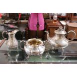 Victorian Silver Tea Set with engraved foliate decoration on scroll feet London 1849 1470g total