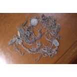 Collection of Silver Chains and a Silver St Christopher 120g total weight