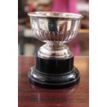 Small Silver Replica fluted bowl Stansted Challenge Cup engraved Won by R E A Little 1957. on Turned