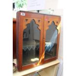 Oak Barrel back glazed 2 door cabinet with fitted shelved interior. 57cm in Width