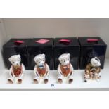 Collection of 4 Royal Crown Derby paperweights Bears to include Real Tie & Debonair with Gold