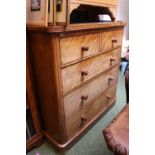 Victorian Mahogany chest of 2 over 3 drawers with turned handles