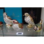 Collection of 4 Royal Crown Derby paperweights to include Mistle Thrush, Redwing, Song Thrush & Blue