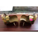 Pair of Trench Art Brass Shell Ashtrays with scroll handles