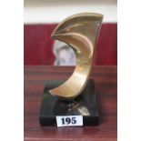 In the Style of Henry Moore bronze abstract sculpture mounted on marble base. 15cm in Height