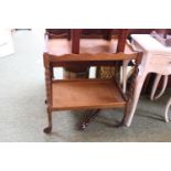 Oak 2 Tier buffet trolley with barley twist supports on casters