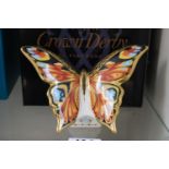 Royal Crown Derby Peacock Butterfly paperweight with Gold stopper and box