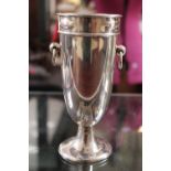 Silver two handled hoop flower vase on pedestal base 1906. 170g total weight