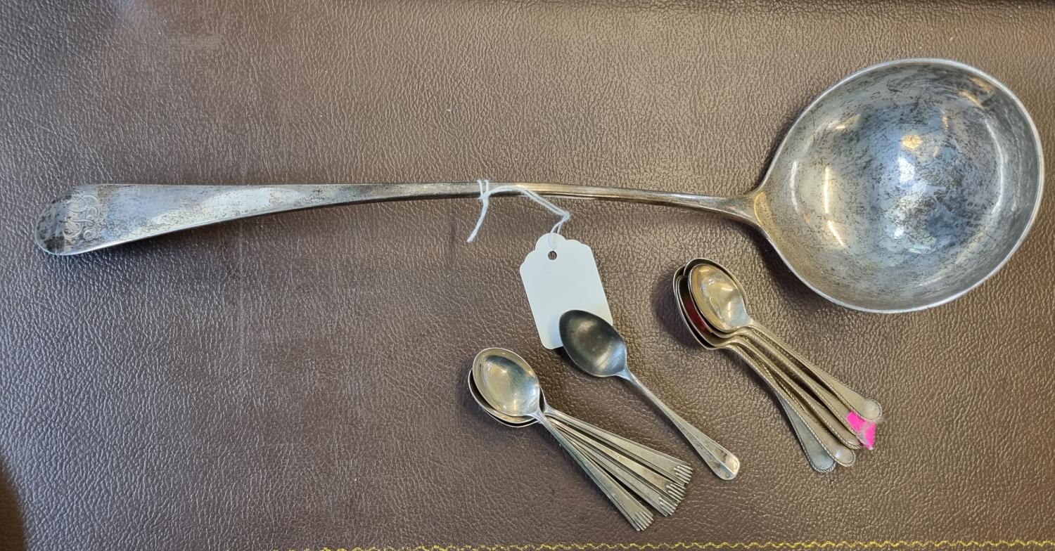Large 19thC Silver Ladle and a collection of Silver Flatware 255g total weight
