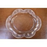 Lalique frosted oval plate with fish border, signed to base. 27cm in Diameter