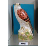 Royal Crown Derby Kestrel paperweights with Gold stopper and box