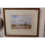 Framed watercolour of a Maritime scene signed T B Hardy 1878 entitled 'At Anchor. 34 x 24cm