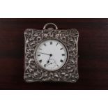Edwardian Silver fronted pocket watch case of foliate detail and Silver Pocket watch with roman