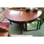 Georgian Mahogany D End table with inlaid detail over tapering legs