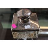 Large Silver topped inkwell Birmingham 1928 10cm in Width