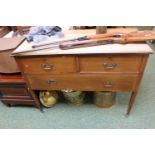 Edwardian Inlaid 2 over 1 drawer chest with tapering legs