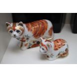 Collection of 2 Royal Crown Derby paperweights to include Sugar & Spice Cats Gold stoppers and boxes