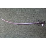 Indo Persian, Tegha Sabre/Sword, with silvered hilt decorated with floral motifs, curved blade