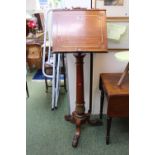 Interesting 19thC Walnut Double Altar stand with adjustable central brass pole over column tripod