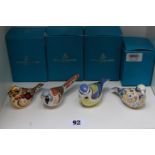 Collection of 4 Royal Crown Derby paperweights to include Bearded Tit, Blue Tit Yellow Hammer Linnet
