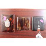 Tortoiseshell travelling card case with Silver inlaid decoration, Art deco Chrome cigarette case and