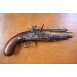 Early 19thC Interesting Irish Flint lock Pistol Mc Dermot of Dublin with close quarters bayonet