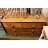 Edwardian Pine Chest of 2 over 2 drawers with turned handles. 120cm in Width