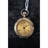 Ladies 9ct Gold Continental pocket watch with engraved case 21g total weight with movement