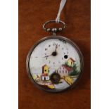 European Silver pocket watch with painted numeral dial (no movement)
