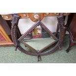 Late 19thC Oak Carved Horseshoe design hall rack with inset mirror