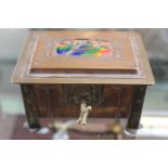 Art Nouveau Jugendstil enamel copper and brass lidded box C.1900 with original Cedar lining in the