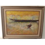 Jenny Spencer "Sunrise at Emsworth" Oil Painting Signed 1976. Painting exhibited at the Victoria &
