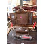 Original GWR Carriage Candle lamp and a French table mirror with candlesticks