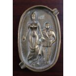 Heavy Brass Novelty 1930s Ashtray depicting a Man and woman 14cm in Length
