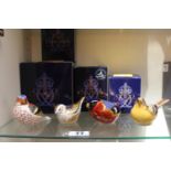 Collection of 4 Royal Crown Derby paperweights to include Yellow Wagtail, Bullfinch, Chaffinch &