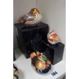 Collection of 3 Royal Crown Derby paperweights to include 2 Teals and The Duckling with Gold