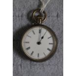 Ladies European Silver pocket watch with roman numeral dial