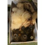 Collection of assorted Advertising bottles and assorted Furs