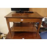 Leather topped side table with single drawer and under tier