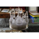 Georgian Silver Oval galleried 8 Cruet set London 1791 on scroll feet